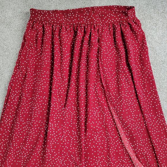Shein Curve Womens Skirt 1XL Red White Polka Dot A Line Holiday Christmas Pleats - Picture 5 of 14